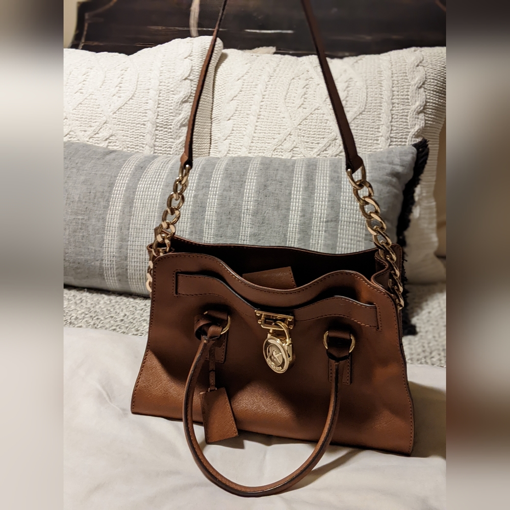 Michael kors gold & brown purse With Wallet - Picture 2 of 14